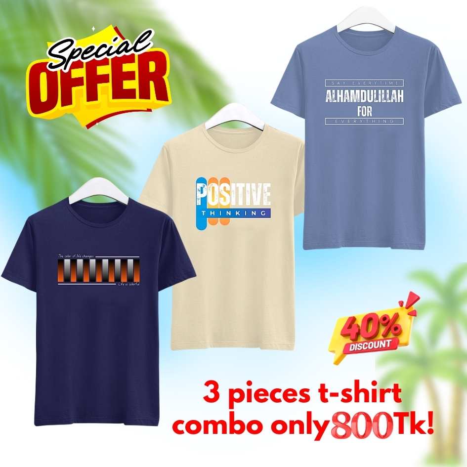3 PCS Export quality cotton t-shirt combo