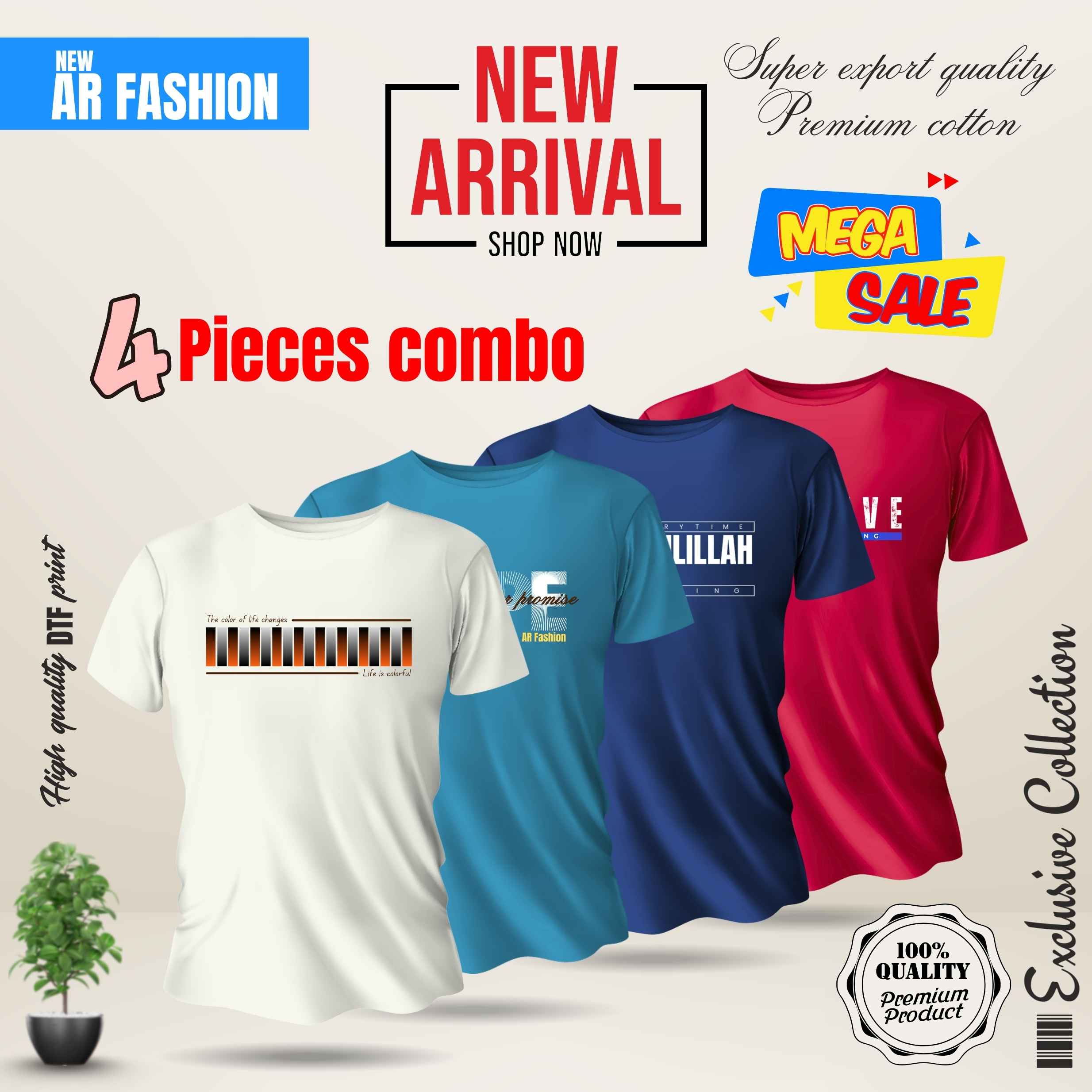 4 pieces super combo! Exclusive collection,Export quality premium cotton